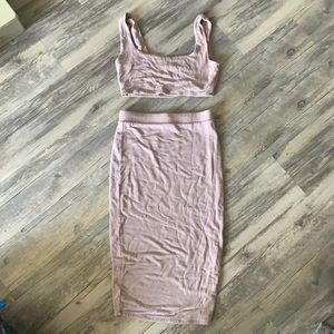 Naked Wardrobe Beige Skirt Set